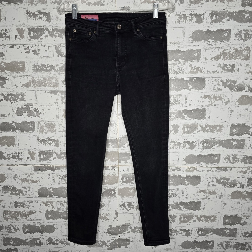 Acne Studios Jeans Womens 28 Black Slim Fit Skinny Ankle‎ Stretch Denim Italy